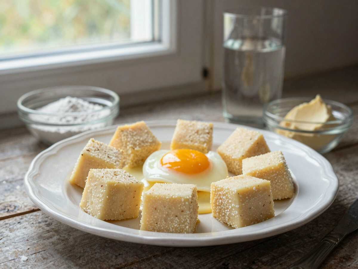 Entdecke das unwiderstehliche Rezept für cremige Puddingwürfel! – während der Zubereitung