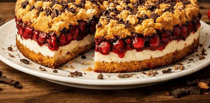 Entdecke das unwiderstehliche Rezept für Feuerwehrkuchen: Saftiger Kirschkuchen mit Streuseln!