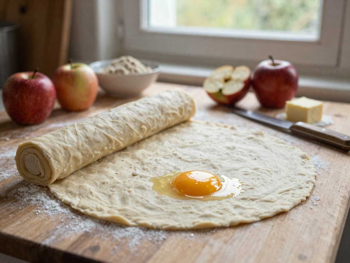 Entdecke das unwiderstehliche Rezept für köstliche Apfelkrapfen! – während der Zubereitung