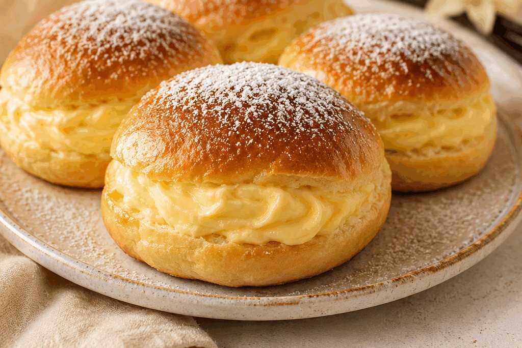 Entdecke das unwiderstehliche Rezept für Milchbrötchen mit Vanillecreme!