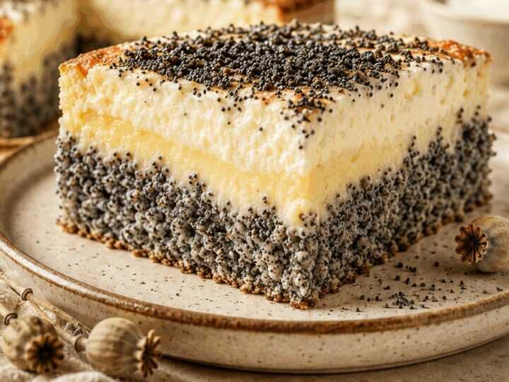 Entdecke das unwiderstehliche Rezept für Mohnkuchen mit Schmand und Pudding!