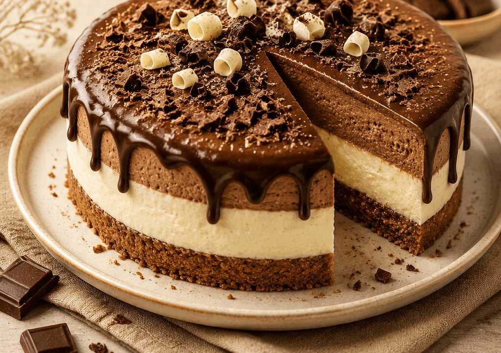 Entdecke das unwiderstehliche Rezept für Schoko-Vanille-Torte!