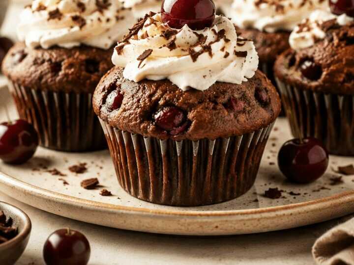Entdecke das unwiderstehliche Rezept für Schwarzwälder Kirsch-Muffins!