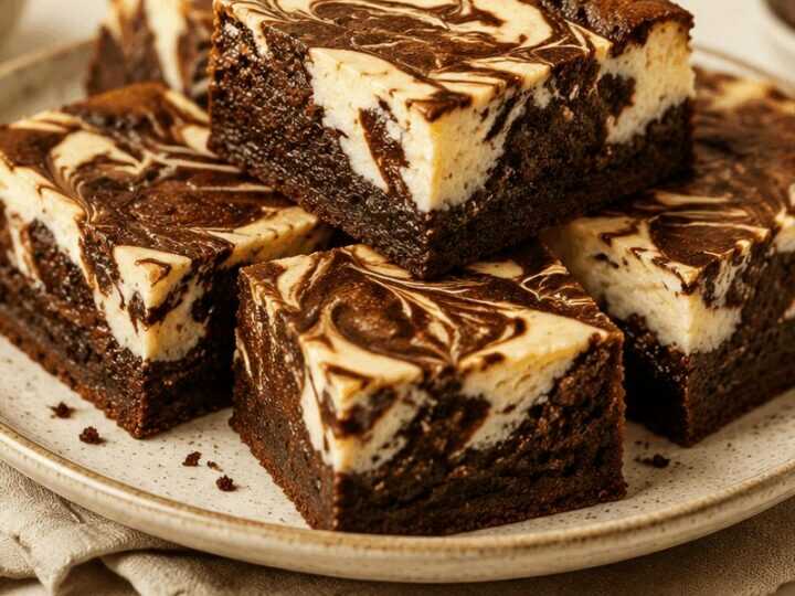 Entdecke das unwiderstehliche Rezept für Topfen-Marmor-Brownies!