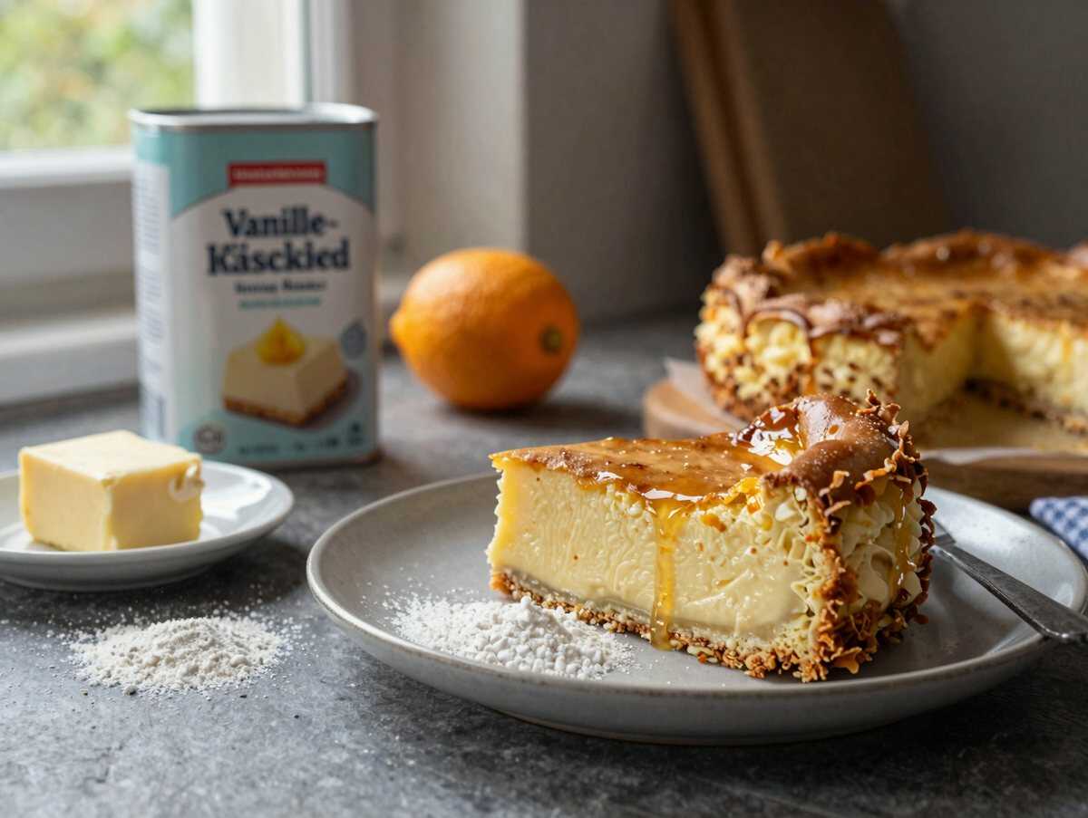 Entdecke das unwiderstehliche Rezept für Vanille-Pudding-Käsekuchen! – während der Zubereitung