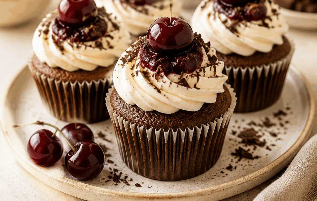 Entdecke das unwiderstehliche Schwarzwälder Kirsch Cupcake Rezept!