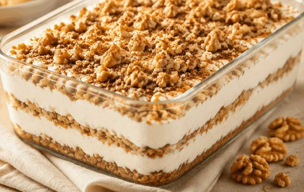 Entdecke das unwiderstehliche Topfen-Nuss-Schichtdessert!