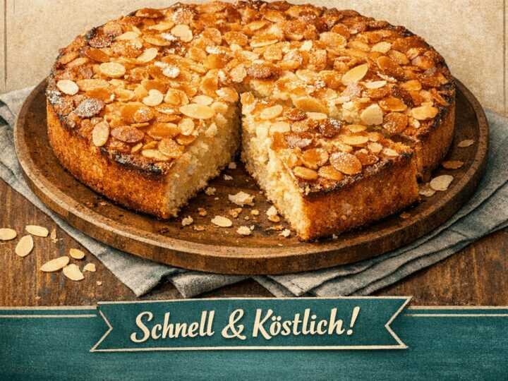 Entdecke das verblüffend einfache Rezept für Blitz-Mandel-Butterkuchen!