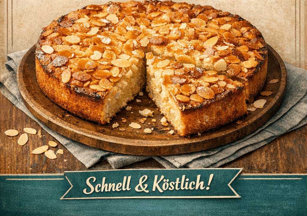 Verblüffend einfache Rezept für Blitz-Mandel-Butterkuchen