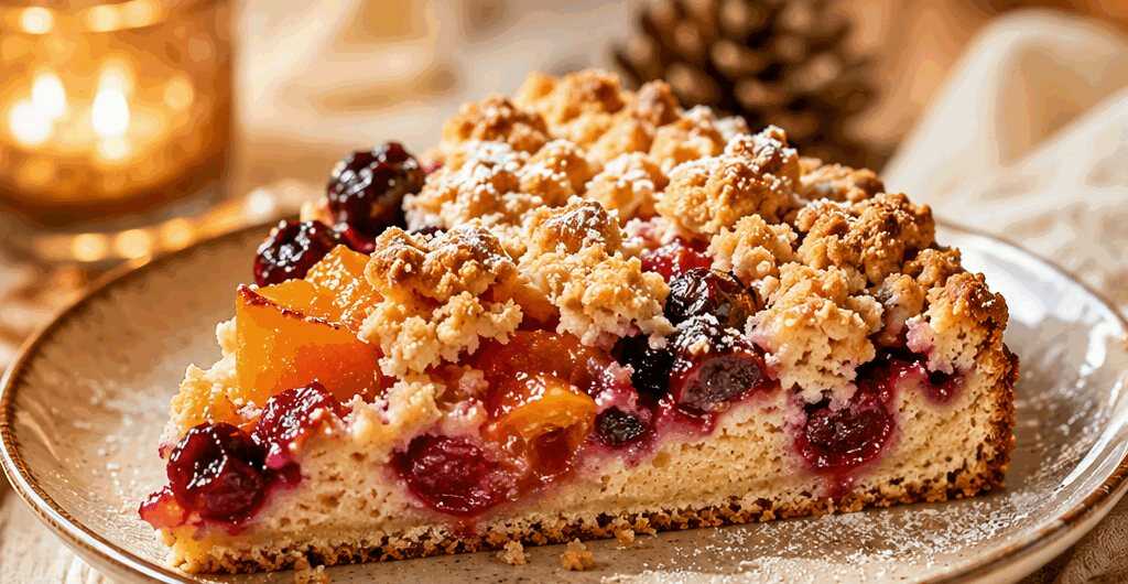 Entdecke den unwiderstehlichen Obstkuchen mit knusprigen Streuseln! – so sieht es fertig aus