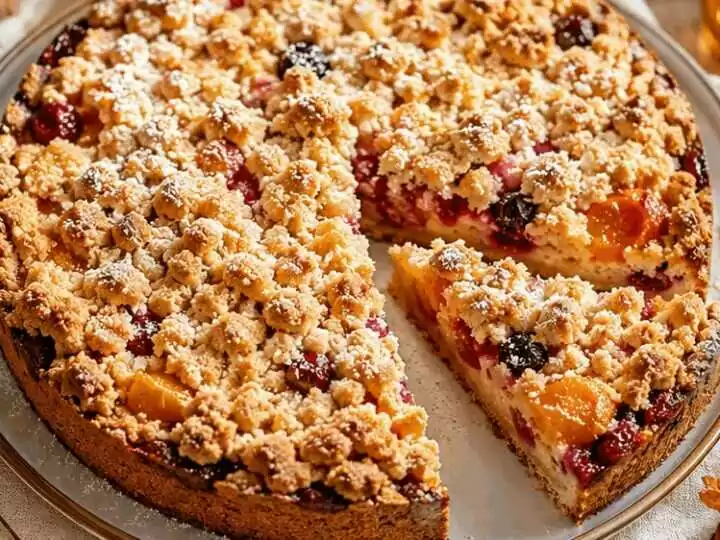 Obstkuchen mit knusprigen Streuseln