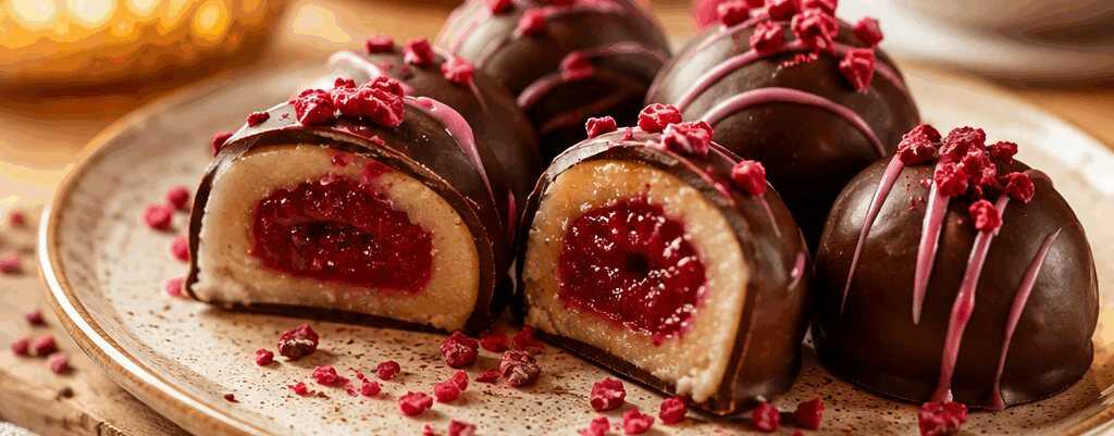 Entdecke die unwiderstehlichen Marzipan-Himbeer-Pralinen! – so sieht es fertig aus