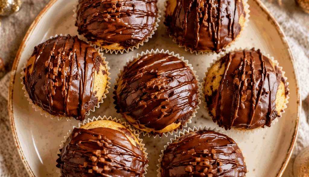 Donauwellen-Muffins mit zarter Schokobons-Füllung