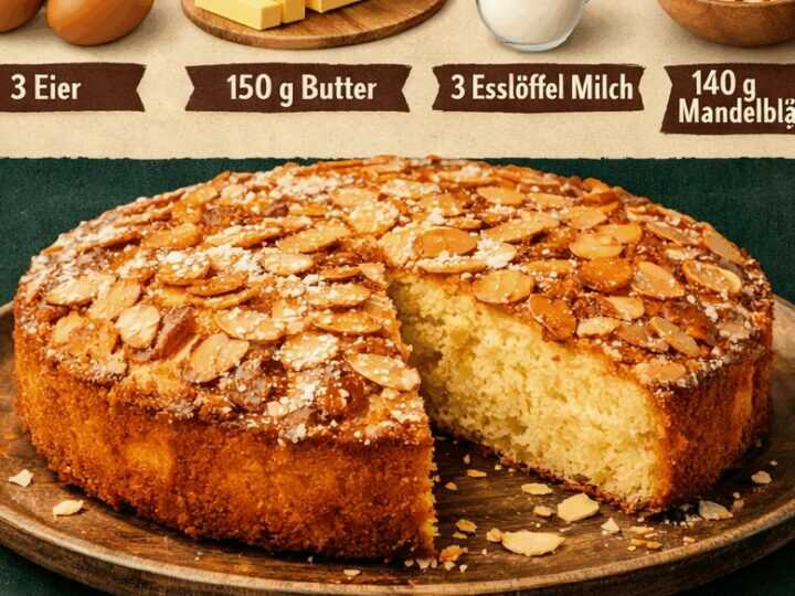 Entdecken Sie das blitzschnelle Rezept für einen saftigen Butter-Mandel-Kuchen!