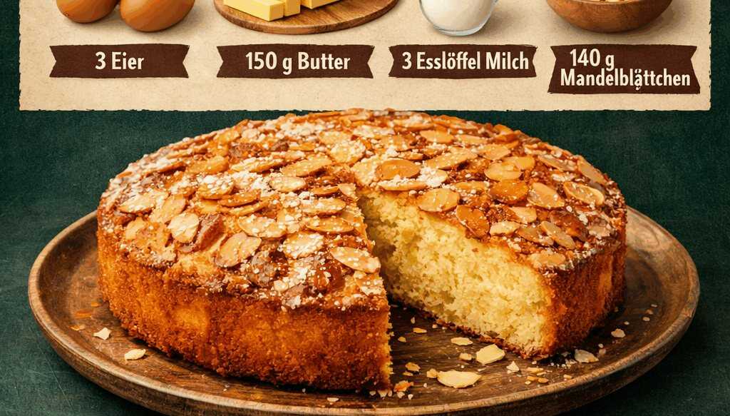 Blitzschnelle Rezept für einen saftigen Butter-Mandel-Kuchen
