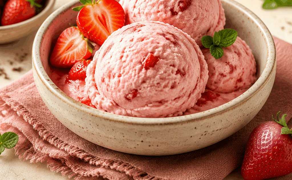 Gesunde Erdbeer-Joghurt-Eiscreme
