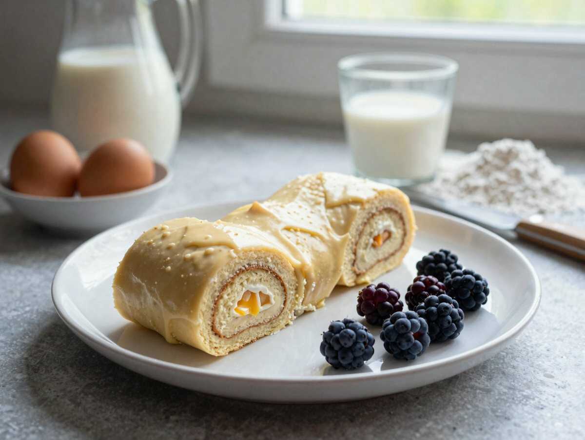 Entdecken Sie das unwiderstehliche Rezept für eine Biskuitrolle mit Erdbeerfüllung! – während der Zubereitung