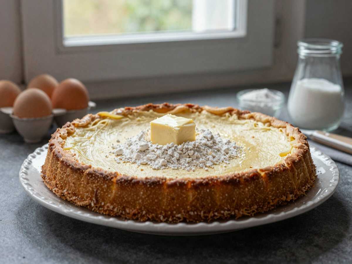 Entdecken Sie das verlockende Rezept für eine himmlische Pfirsichtorte! – während der Zubereitung