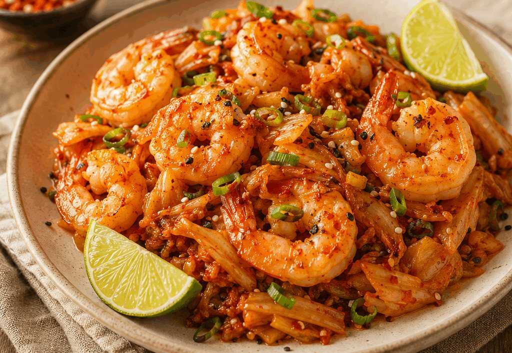 Entdecken Sie die verführerische Kimchi-Garnelen-Pfanne: Ihr neues Lieblingsgericht für den schnellen Genuss!