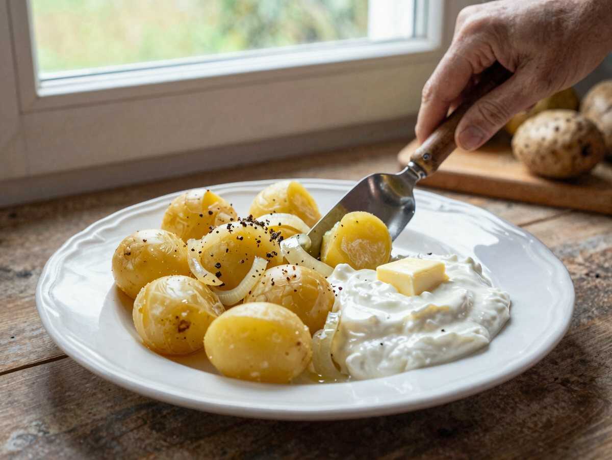 Erdäpfelkas – bayerischer Kartoffelkäse-Aufstrich – perfekt fürs Meal Prep am Sonntag – während der Zubereitung