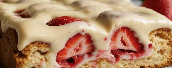 Erdbeer Biskuitkuchen vom Blech in 10 Minuten ein Tassenrezept