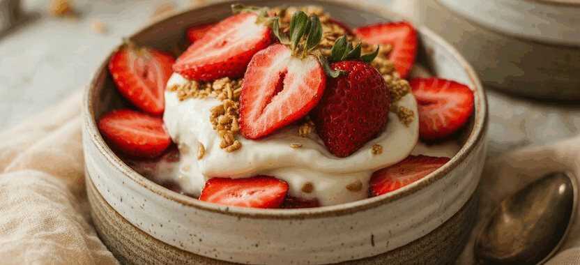 Erdbeer Dessert mit Joghurt in 3 Minuten