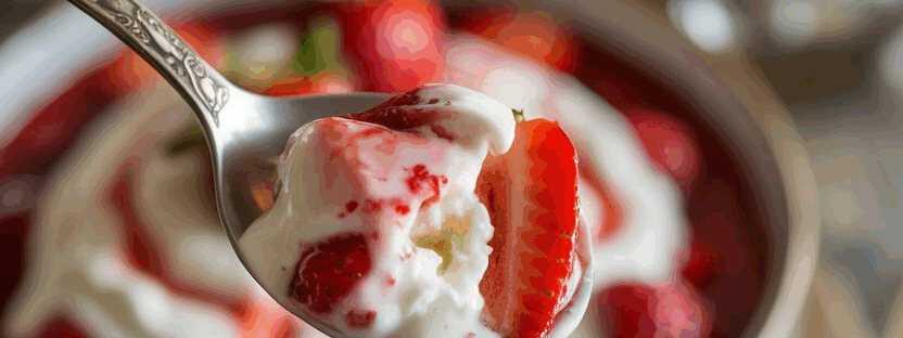 Erdbeer Joghurtdessert in 3 Minuten zubereitet – so sieht es fertig aus