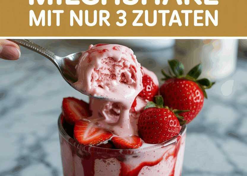 Erdbeer Milchshake mit nur 3 Zutaten