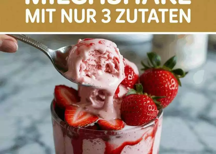 Erdbeer Milchshake mit nur 3 Zutaten