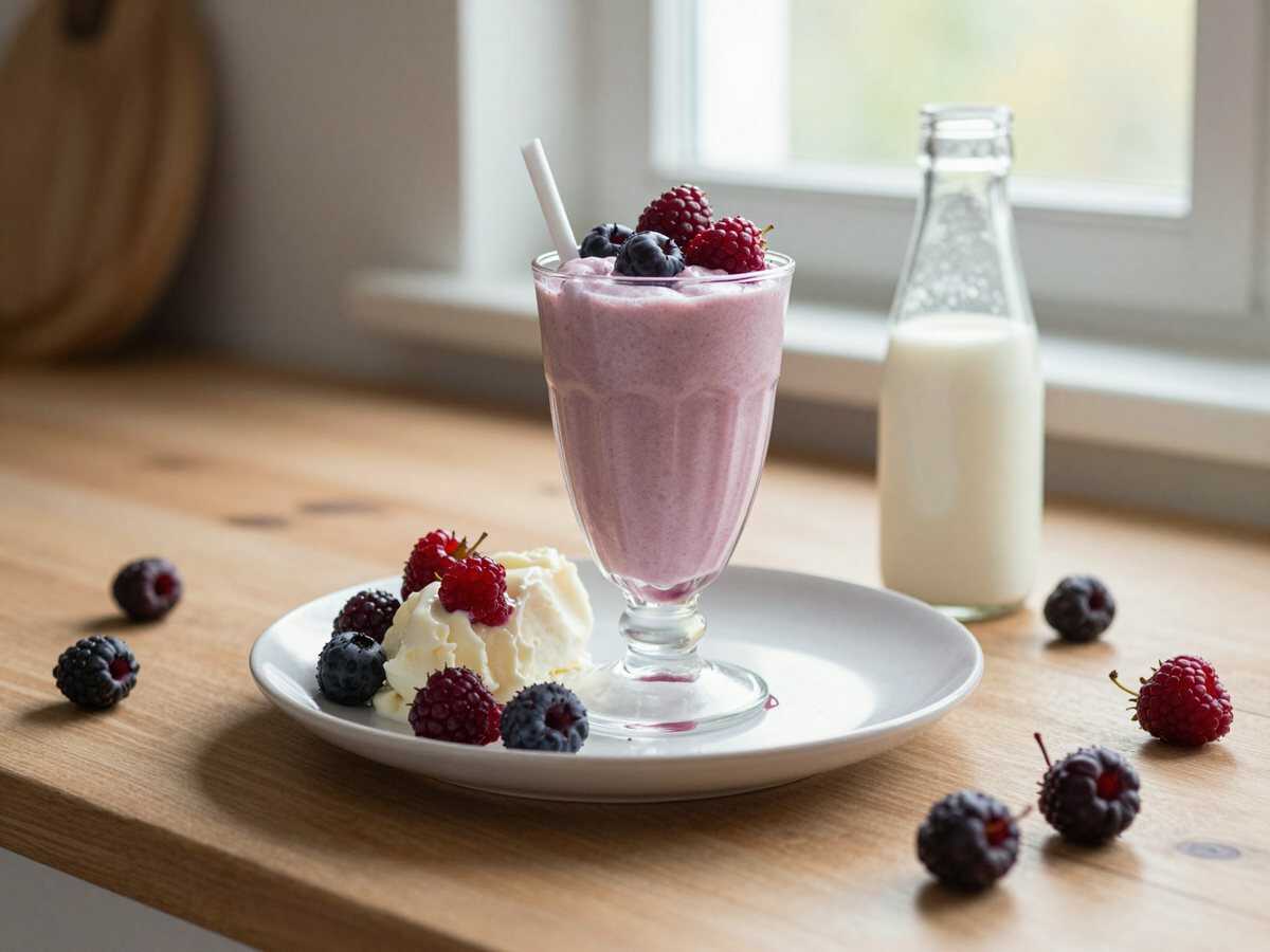 Erdbeer Milchshake mit nur 3 Zutaten – während der Zubereitung