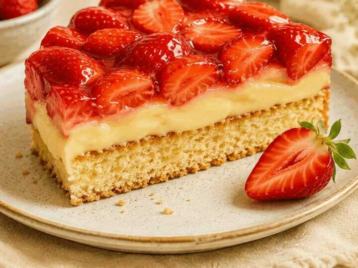 Erdbeerkuchen: Verführerische Rezeptidee mit Wiener Boden und Vanille-Pudding!