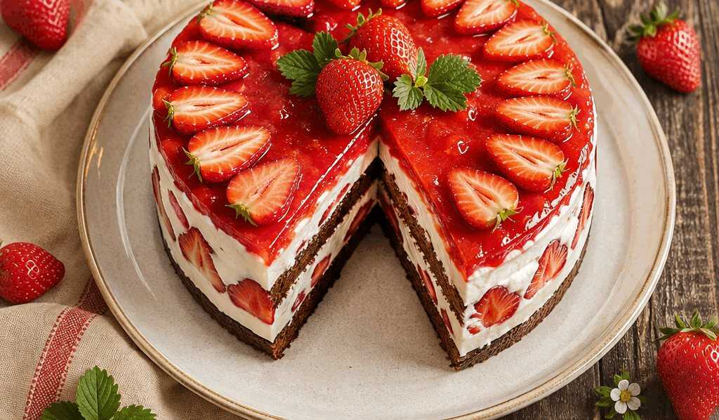 Erdbeertorte: Verführerische Kombination aus Kakaobiskuit und Joghurt für Ihre perfekte Form!