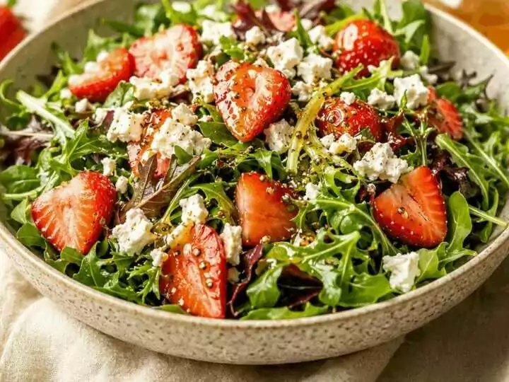 Erdbeertraum im Sommer: Frischer Salat mit Honig-Vinaigrette