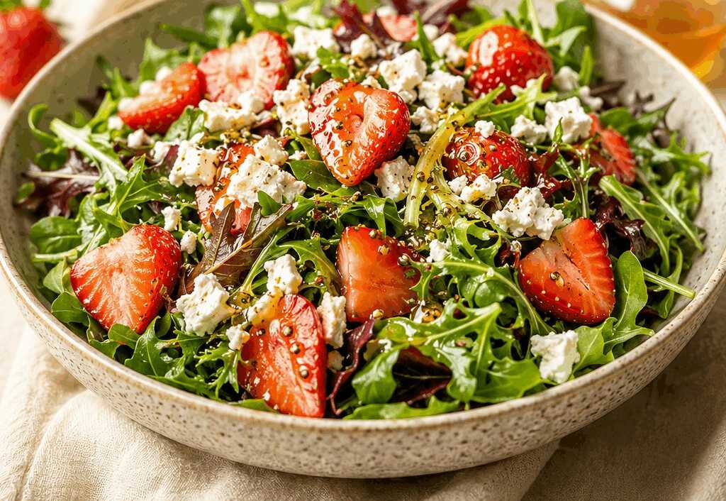 Erdbeertraum im Sommer: Frischer Salat mit Honig-Vinaigrette