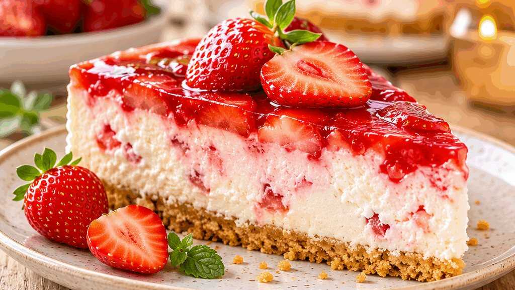 Erfrischender Erdbeer-Quarkkuchen mit knusprigem Keksboden – unwiderstehlich lecker!