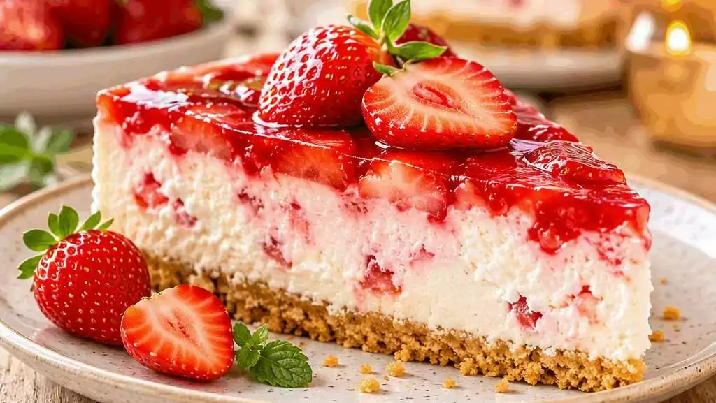 Erfrischender Erdbeer-Quarkkuchen mit knusprigem Keksboden – unwiderstehlich lecker!