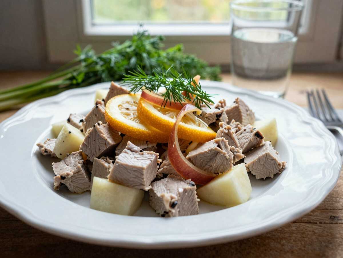 Erfrischender Hühnchen-Apfel-Salat: So einfach und lecker, dass du ihn jeden Tag willst! – während der Zubereitung