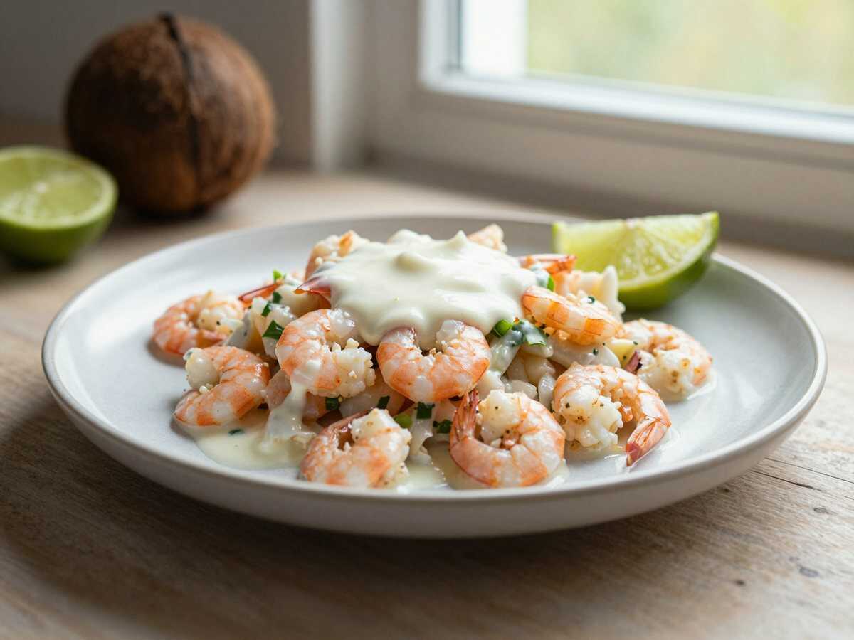 Erfrischender Sommersalat mit Kokosgarnelen: Der Frischekick für heiße Tage! – während der Zubereitung