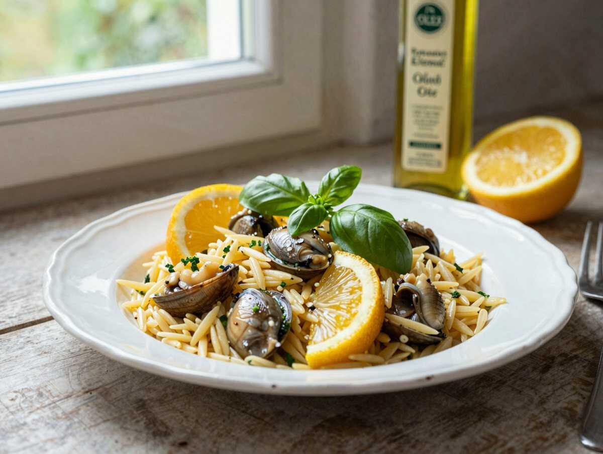 Erleben Sie heute würzige südliche Garnelen mit Zitronen-Basilikum-Orzo! – während der Zubereitung
