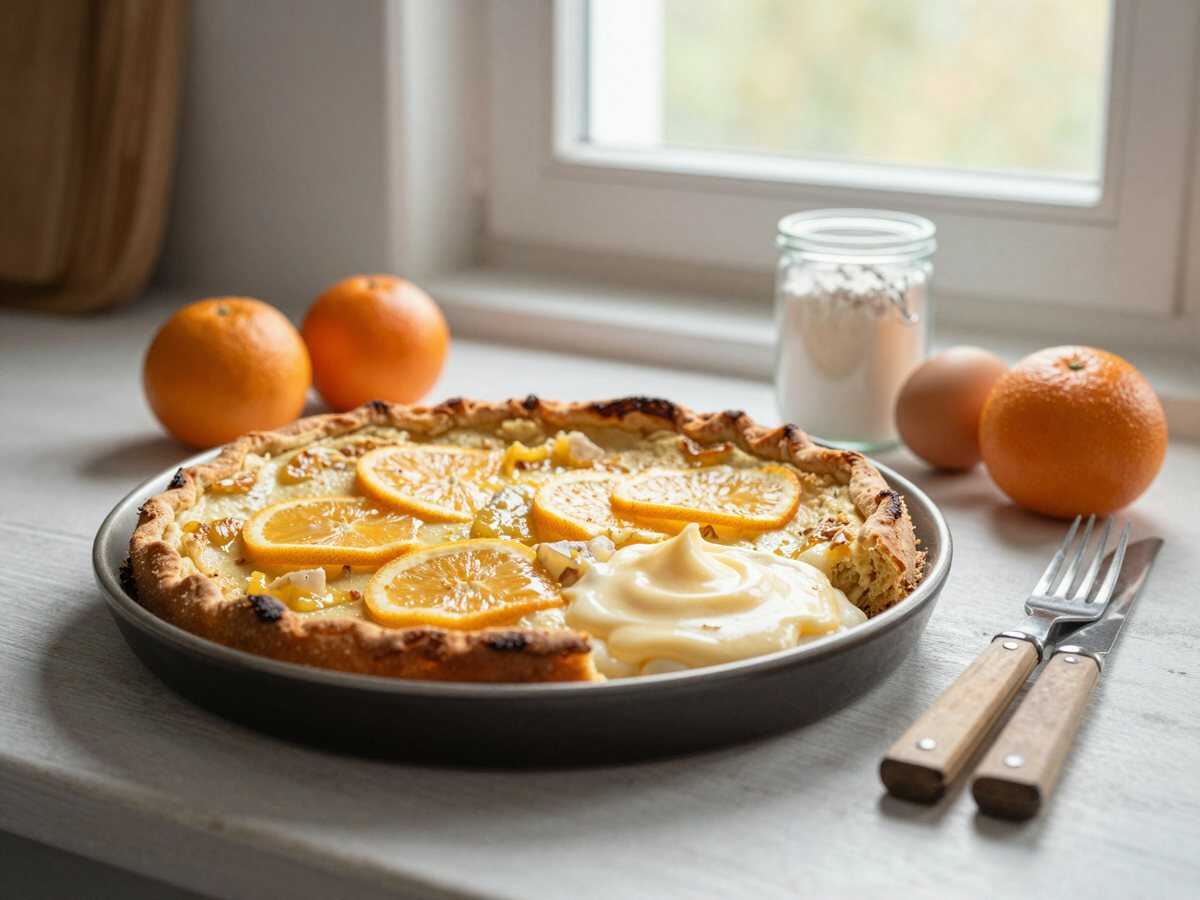 Fantakuchen mit Paradiescreme und 2 Dosen Mandarinen – während der Zubereitung