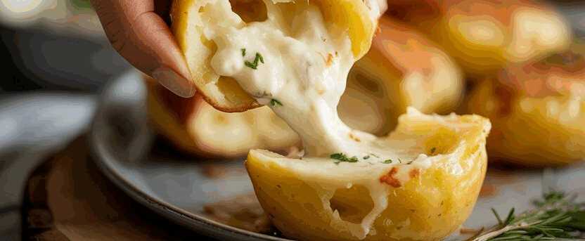 Fantastische Kartoffeltaschen mit 400 g Doppelrahm Frischkäse – so sieht es fertig aus