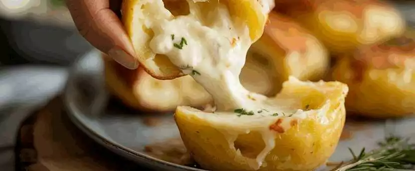 Fantastische Kartoffeltaschen mit 400 g Doppelrahm Frischkäse – so sieht es fertig aus