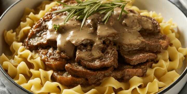 Filettopf mit Schweinefilet und Champignons in Thymiansahne