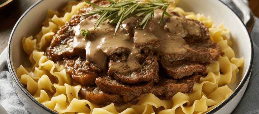 Filettopf mit Schweinefilet und Champignons in Thymiansahne