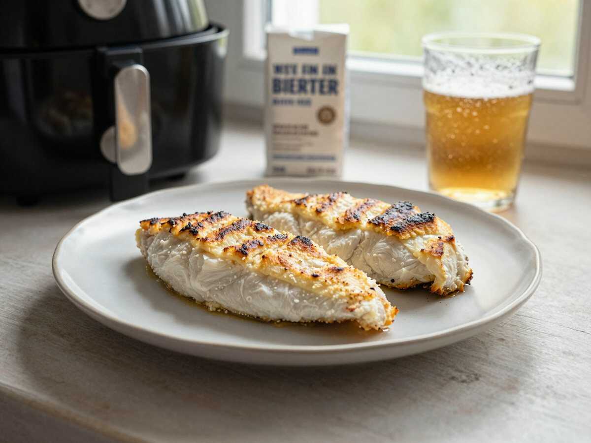 Fisch in Bierteig-Art aus dem Airfryer – die ganze Familie ist begeistert – während der Zubereitung