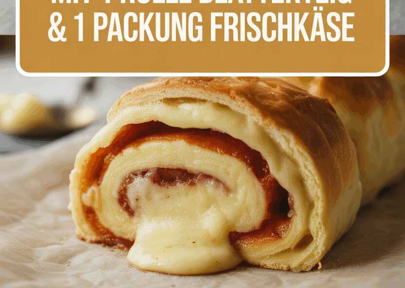 Flammkuchenrolle mit 1 Rolle Blätterteig & 1 Packung Frischkäse