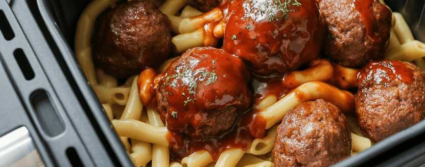 Fleischbällchen mit BBQ-Sauce aus dem Airfryer