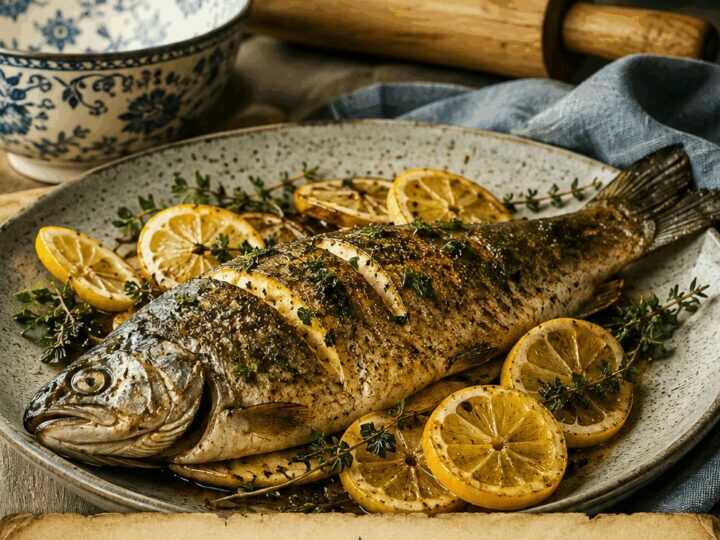 Forelle mit Zitrone und Kräutern aus der Heißluftfritteuse, perfekt für Silvester und Partys