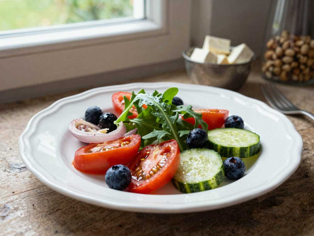 Frische-Kick pur: Blaubeer-Rucola-Kräutersalat begeistert mit jedem Bissen! – während der Zubereitung