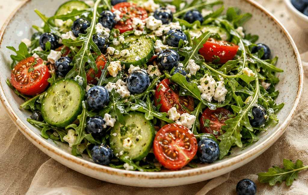 Frische-Kick pur: Blaubeer-Rucola-Kräutersalat begeistert mit jedem Bissen!
